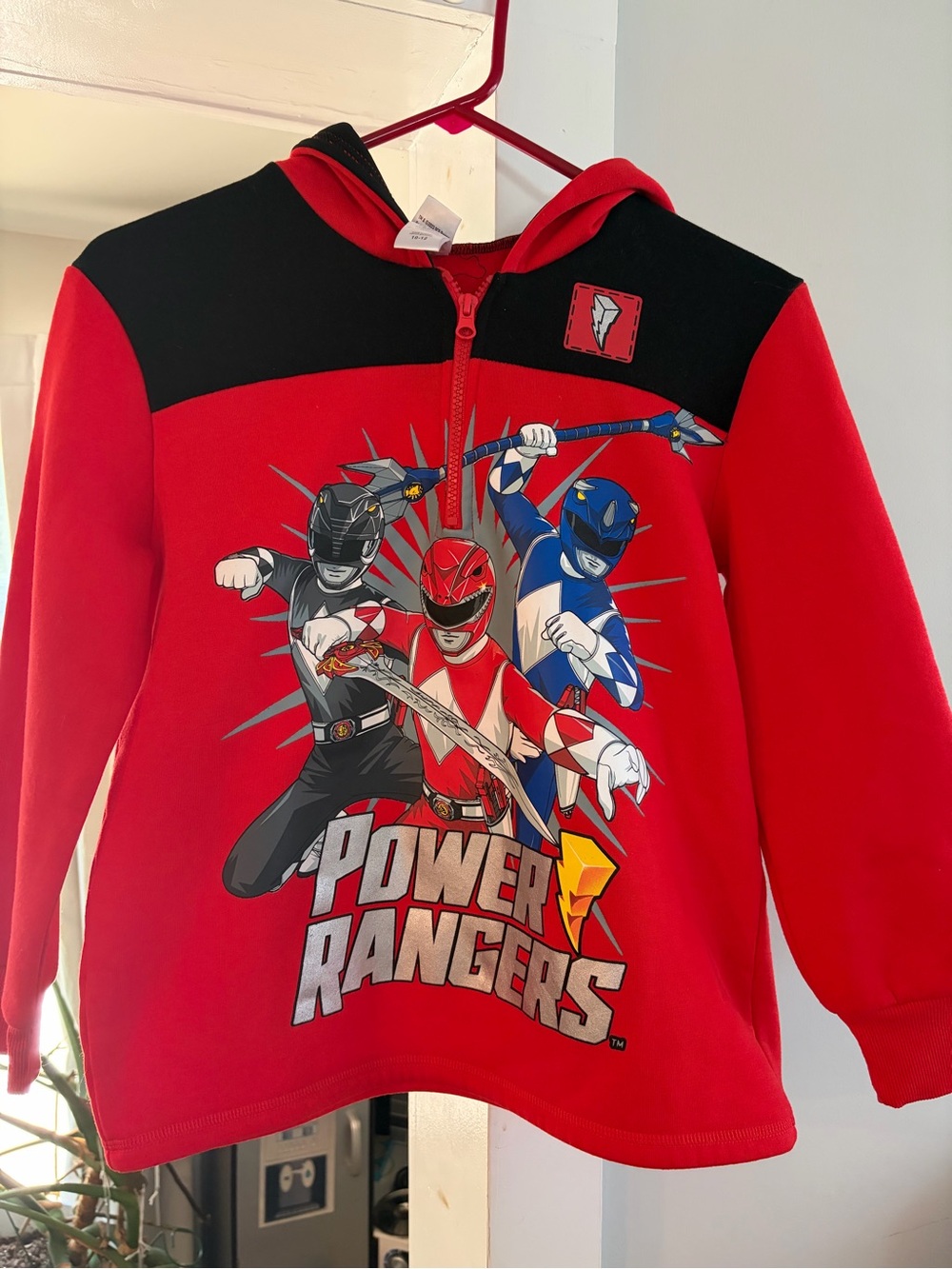 Power Ranger Red Black Kids Hoodie with Ranger Graphic